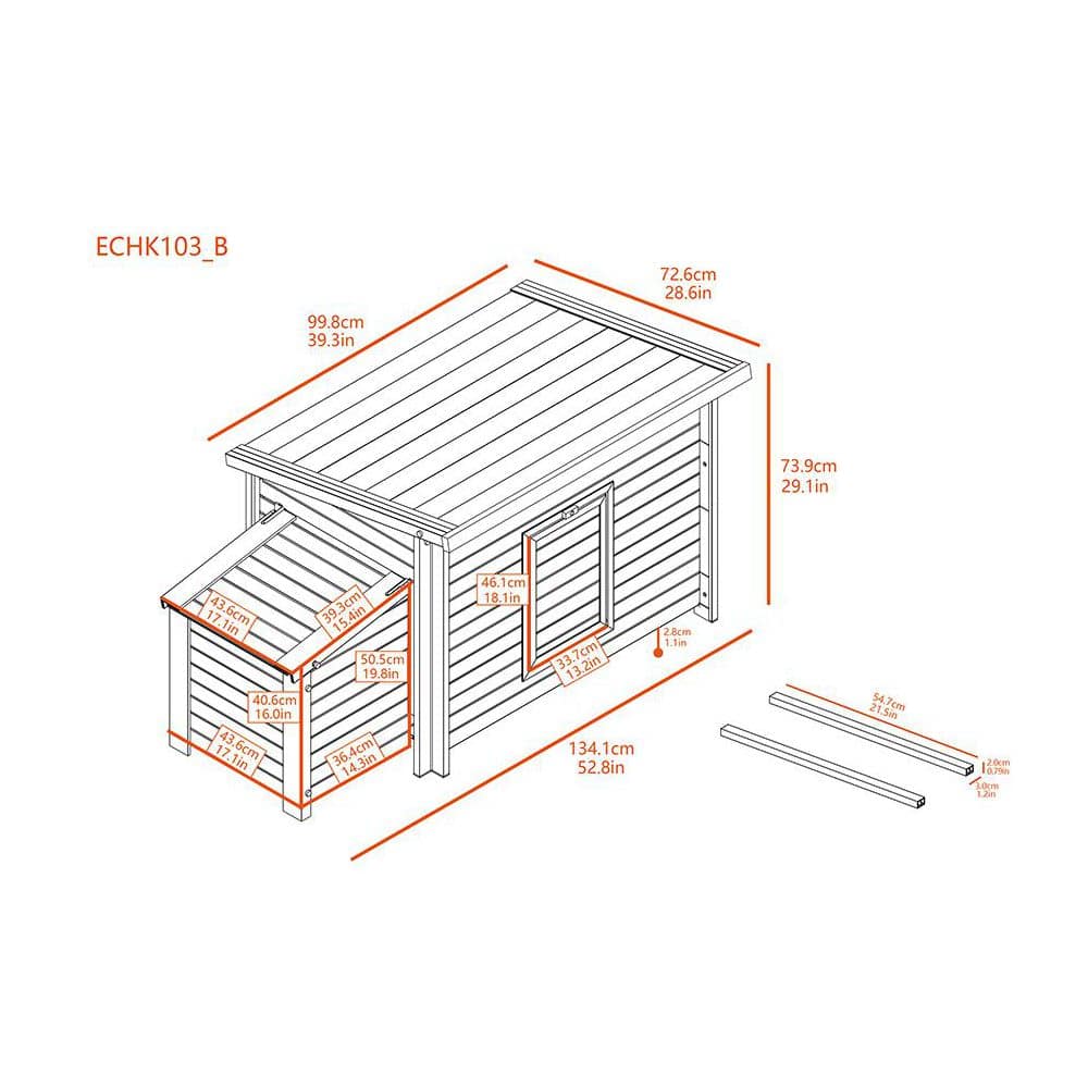 Red Eco-Friendly Composite Chicken Barn with Nesting Box