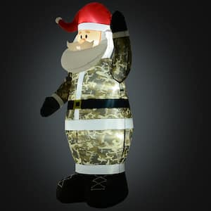 8 ft. Pre-Lit LED Santa in Camo Christmas Inflatable with Waterproof Materials