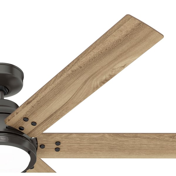 Hunter - Hunter 60 in. Gravity Wi-Fi ENERGY STAR Noble Bronze Smart Ceiling Fan with LED Light Kit and Handheld Remote