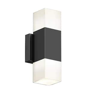 Lenox Black Modern CCT Integrated LED Indoor/Outdoor Hardwired Garage and Porch Light Wall Lantern Sconce