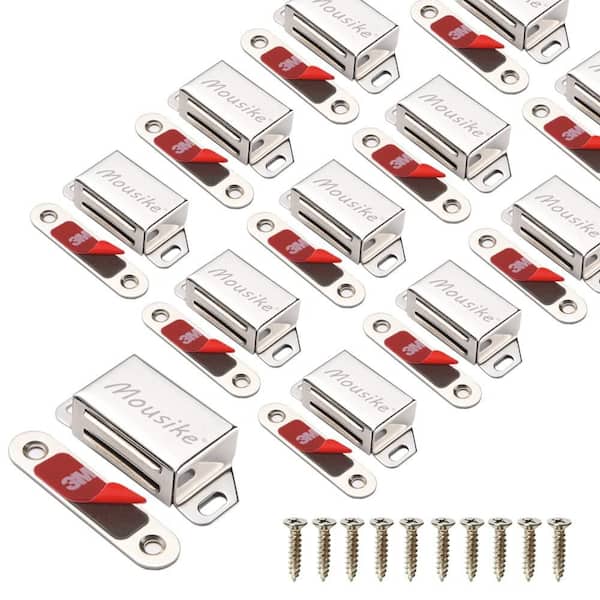 12-Pack Classic Silver Magnetic Door Catch, Heavy-Duty 30 Lbs Magnet Latch with Stainless Steel for Cabinets and Drawers