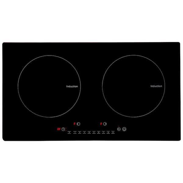 Electric Cooktop 2 Burners 24 in. Induction Stove Top Built-in Magnetic Cooktop 1800-Watt 9 Heating Level Burner