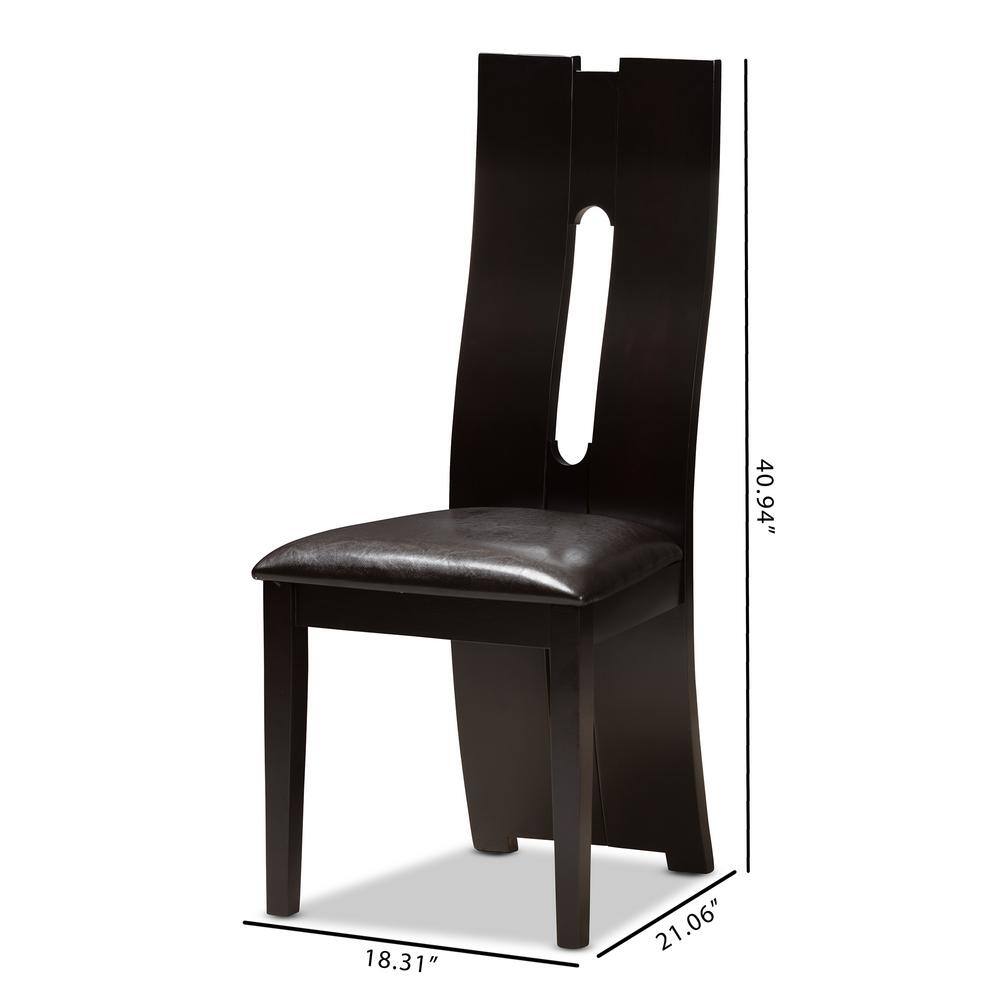 Alani Contemporary Dark Brown Faux Leather & Wood Dining Chair Set
