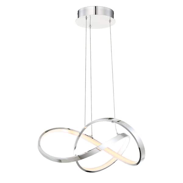 WAC Lighting Vornado 20 in. 260-Watt Equivalent Integrated LED Chrome Pendant with Composite Shade