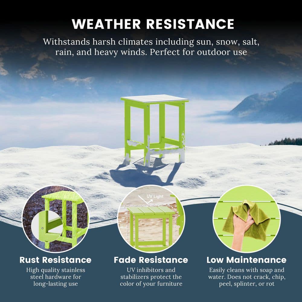 Lime HDPE Adirondack Outdoor Patio Side Table