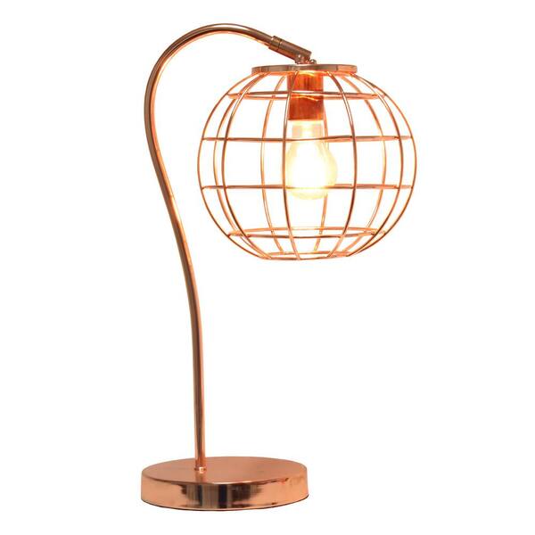 20 In Rose Gold Arched Metal Cage, Metal Cage Desk Lamp