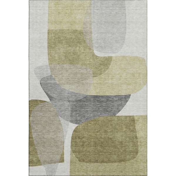 Mayfield Premium Machine Washable Abstract AMF2121 Fern 5 ft. x 7 ft. 6 in. Area Rug