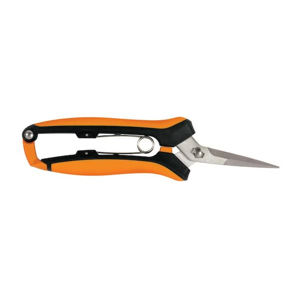 2.4 in. Stainless Steel Curved Blade Glass Filled Polypropylene Handle w/Softgrip Overlay Micro Tip Snip Pruning Shears