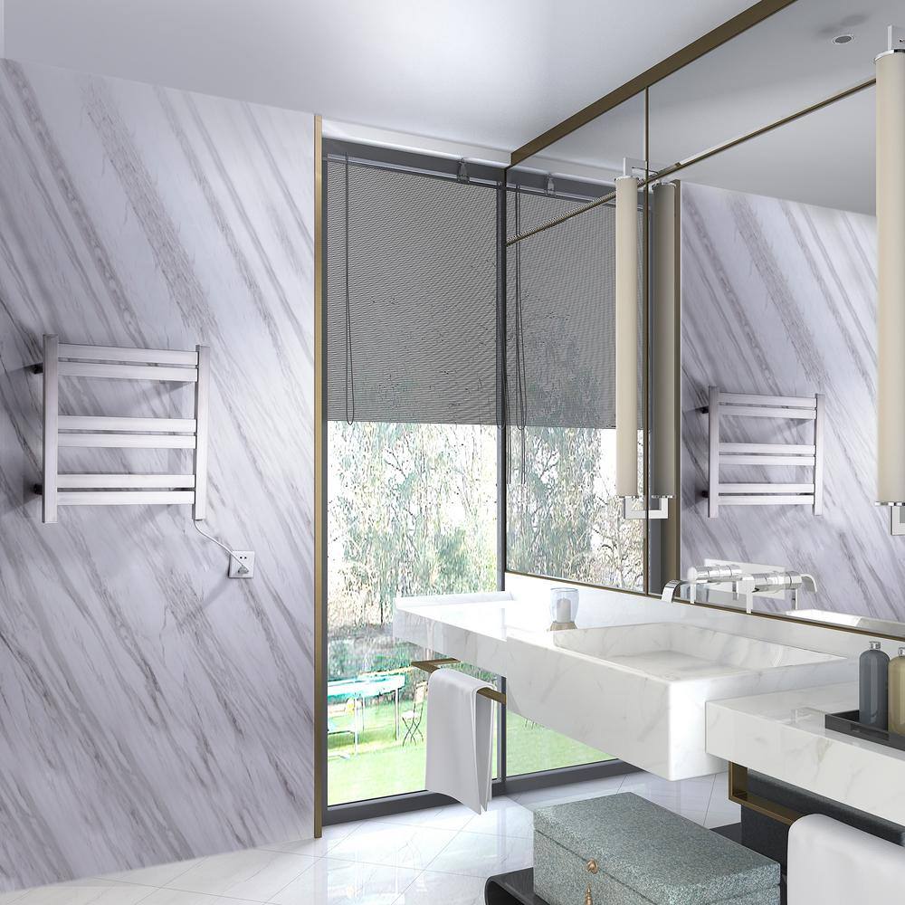 Brushed Nickel Wall Mounted 6-Bar Electric Towel Warmer