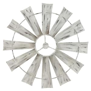 Celeste White Metal Windmill Wall Decal