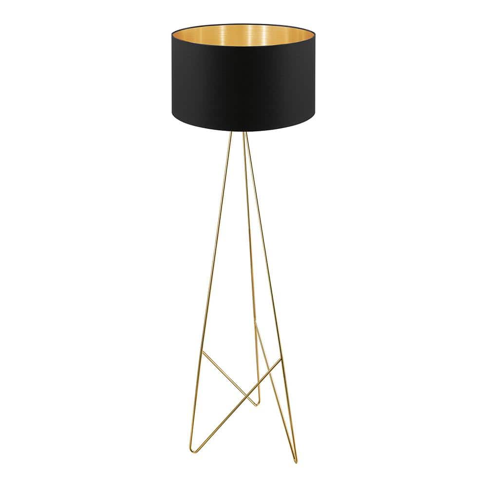 Eglo Camporale 17.75 in. W x 60.63 in. H Gold Floor Lamp with Black/Gold Fabric Drum Shade -  39231A