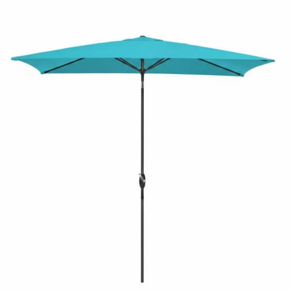 6.5 x 10 ft. Rectangular Patio Umbrella in Blue with Crank Tilt UV Protect Canopy for Pool Backyard Patio Without Base