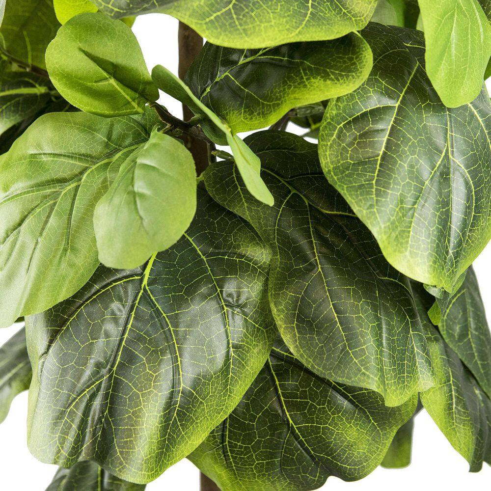 5-Foot Artificial Fiddle Leaf Fig Tree in Woven Rattan Basket