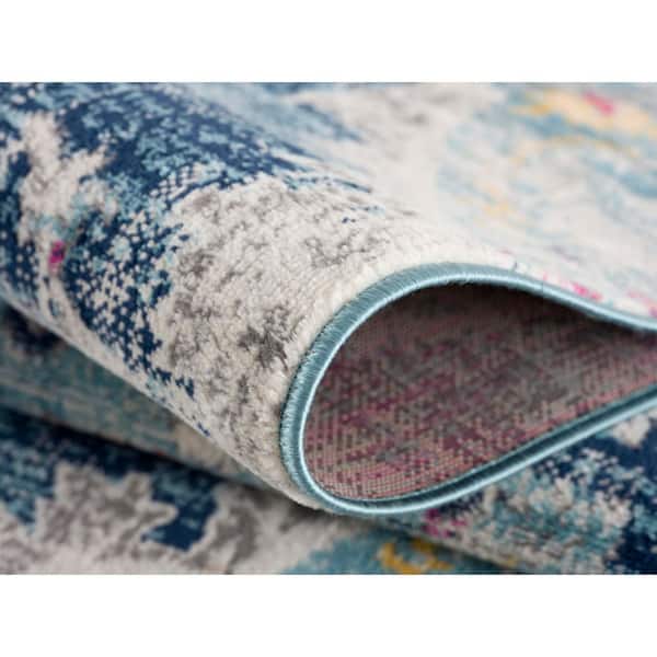 Savannah 2' x 2' (Exact Size: 2'3" x 2') Boho Indoor Doormat Rug, Blue Grey, Transitional