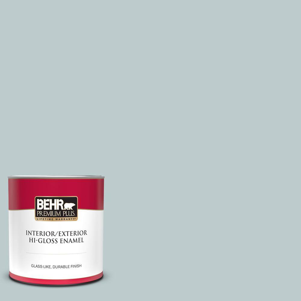 Behr Premium Plus 1 Qt N440 2 Urban Raincoat Hi Gloss Enamel Interior Exterior Paint The Home Depot