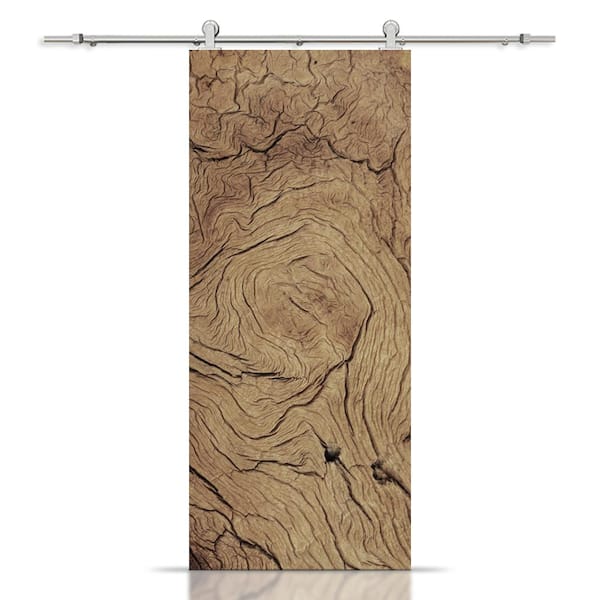 CALHOME 18 in. x 80 in. Artisan Print Series Wood Grain MDF Modern Interior Sliding Barn Door with Hardware Kit