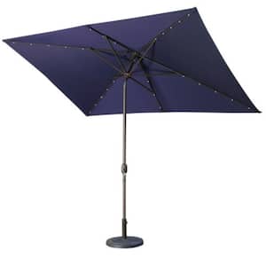 118.50 in. Adjustable Rectangular Patio Large Market Umbrella with Tilt LED Lights for Outdoor