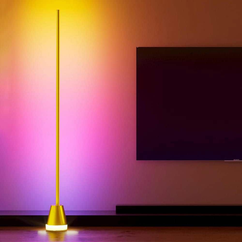 59 in. Gold Smart RGB LED Corner Floor Lamp with APP and Remote