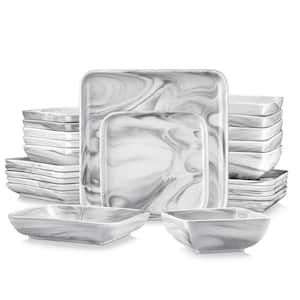 Ivy 24-Piece Marble Grey Porcelain Dinnerware Set (Service for 6)