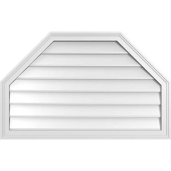 Ekena Millwork 38 in. x 24 in. Octagonal Top Surface Mount PVC Gable Vent: Decorative with Brickmould Frame