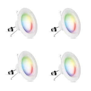 5/6 in. 75-Watt Equiv Smart Wi-Fi RGBW Color Changing Tunable White Integrated LED Retrofit Recessed Light Trim(4-Pack)