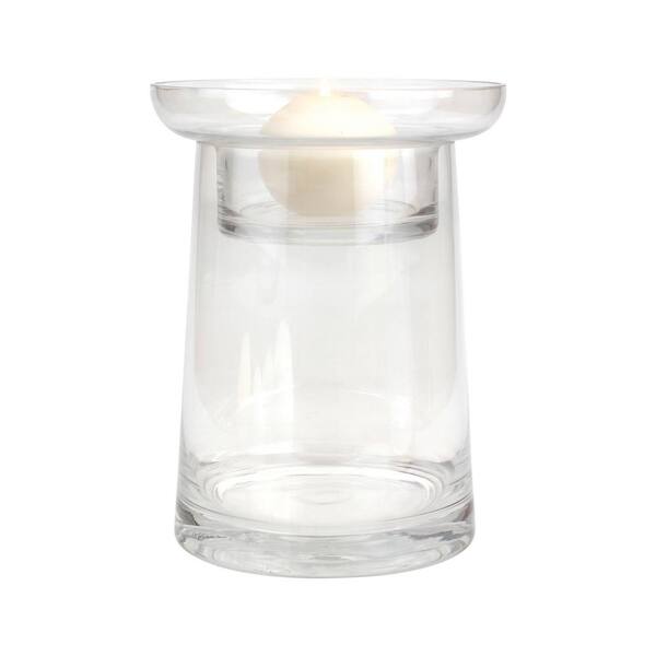 Stonebriar Collection 8 in. Clear Luster Glass Fillable Pillar Candle Holder
