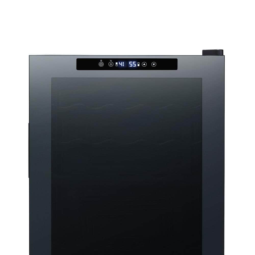Newair 33 Bottle Black Freestanding Wine Refrigerator with Mirrored Glass Door