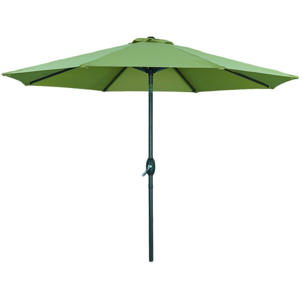 9 ft. Round Patio Market Umbrella with Water Resistant Push Button Tilt in 