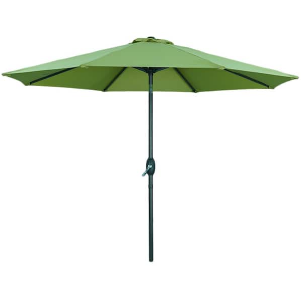 Unbranded 9 ft. Round Patio Market Umbrella with Water Resistant Push Button Tilt in Green