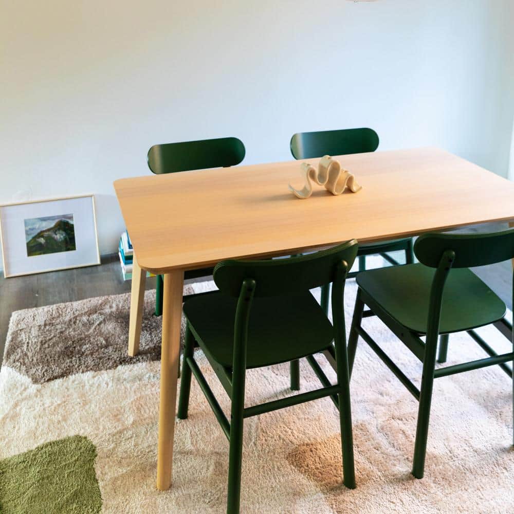 Cream and Green Abstract Stain-Resistant Synthetic Area Rug
