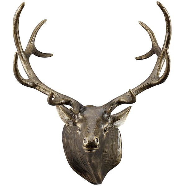 Noble Deer Head Design Aluminum Bronze Finish Wall Art 35164 - The Home ...