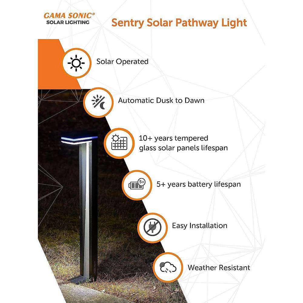 Sentry Modern Black Solar LED Pathway Lights with Blue Accent - 2 Pack