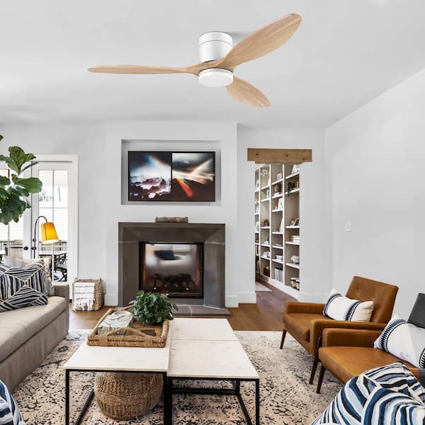 52 in. Smart Outdoor Indoor Gold White Ceiling Fans with Lights Remote, Alexa Google Voice App, Quiet DC Motor