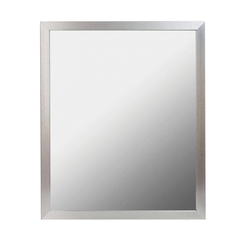 30 in. W x 36 in. H Rectangular Framed Wall Bathroom Vanity Mirror in Brush