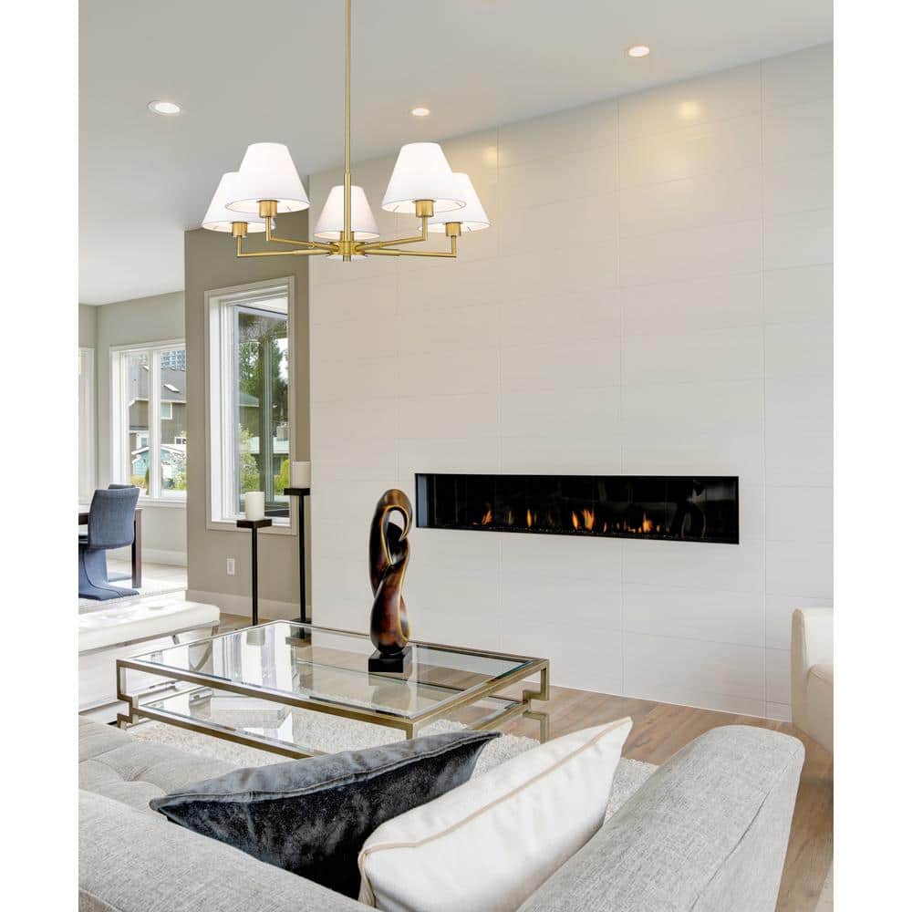Leila Luxe Gold 5-Light Chandelier with Conical Shades