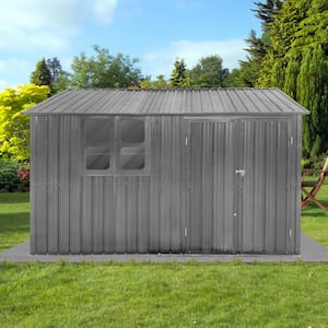 10 ft. W x 8 ft. D Metal Shed with Single Door, Window and Vents in Gray (80 sq. ft.)