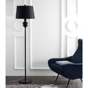 Torc 67.5 in. Black Floor Lamp with Black Shade