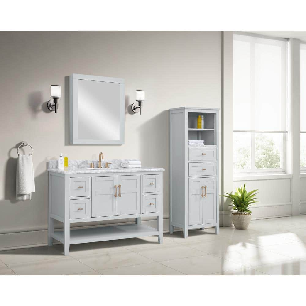 Home Decorators Collection Sturgess 49 in. W x 22 in. D x 35 in. H Single Sink Freestanding Bath Vanity in Gray with Carrara Marble Top