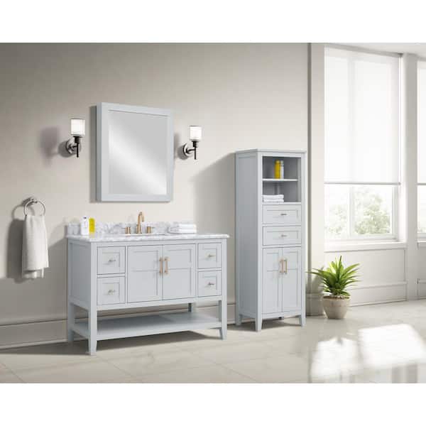 Home Decorators Collection Sturgess 49 in. Single Sink Gray Bath Vanity with White Carrara Marble Top (Assembled)
