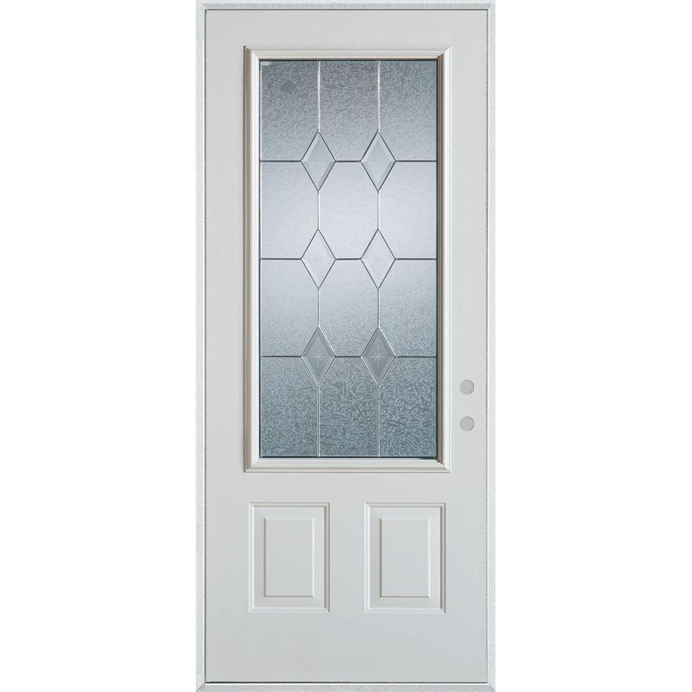 36 in. x 80 in. Geometric Zinc 3/4 Lite 2-Panel Painted White Left-Hand Inswing Steel Prehung Front Door -  Stanley Doors, 1102E-D-36-L-Z