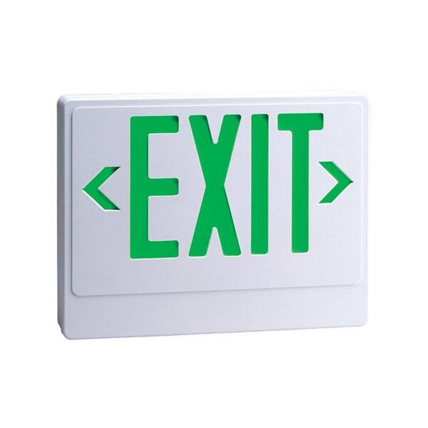 Illumine 2-Light White LED Exit Sign with Green Letters