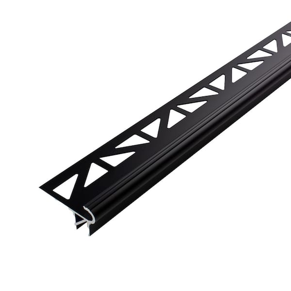 Florentostep LED 102 in. x 0.43 in. x 0 in. Illuminated step nosing profile Aluminum Anodized Matte Black Stair Nosing
