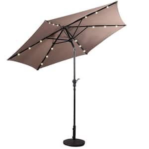 9 ft. Patio LED Solar Umbrella with Crank in Tan