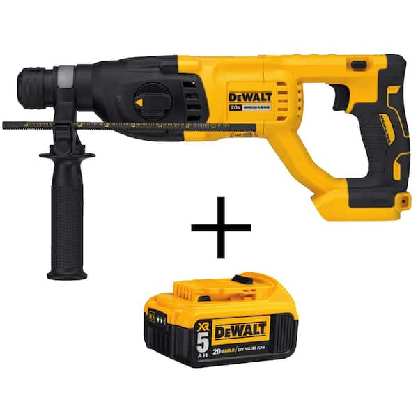 DEWALT 20V MAX Cordless Brushless 1 in. SDS Plus D-Handle Concrete and Masonry Rotary Hammer and (1) 20V XR 5.0Ah Battery