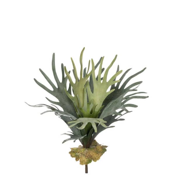 Artificial 19 in. Green Staghorn Fern Stem