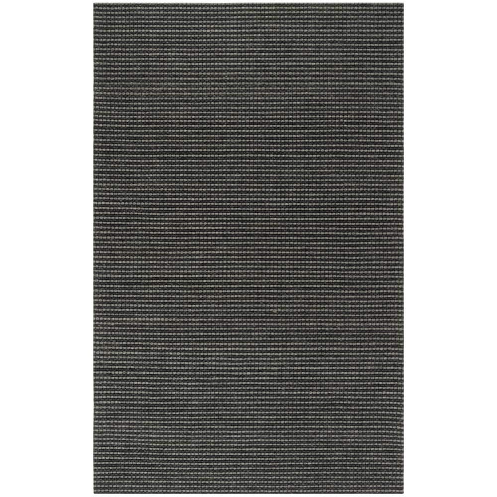 Handmade Black Wool and Synthetic Tufted Rectangular Rug