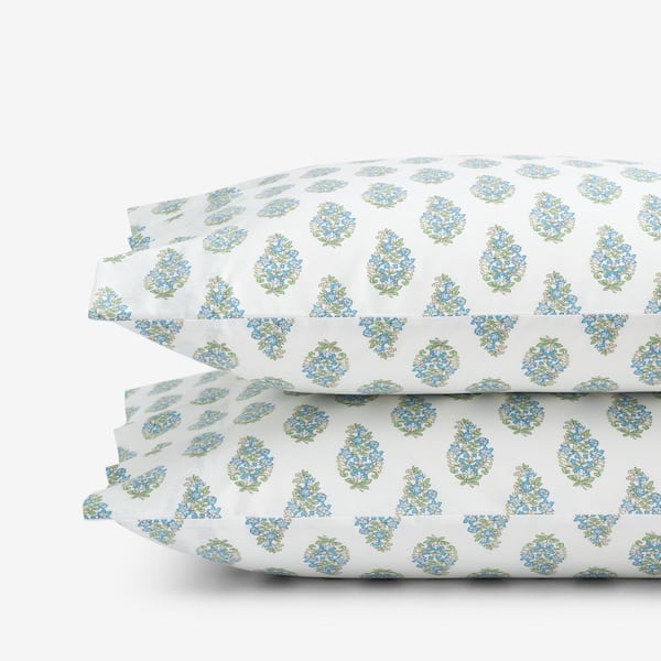 The Company Store Company Cotton Vandana Floral White Multi Cotton Percale Standard Pillowcase (Set of 2)