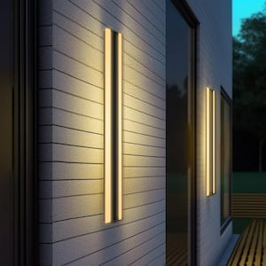 39 in.1-Light 20-Watt White and Black Modern Linear Outdoor Integrated LED Lantern Wall Sconce 3000K Warm Light