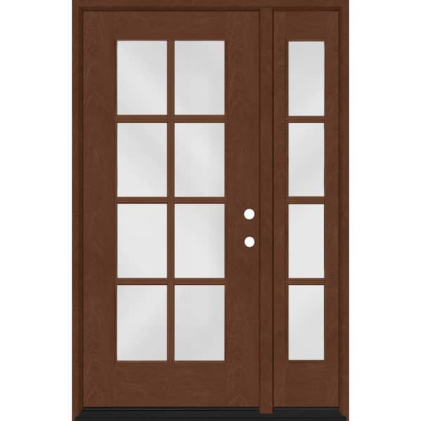 Steves & Sons Regency 53 in. x 80 in. Full Lite 8 Lite Clear Glass LH Chestnut Stain Mahogany Fiberglass Prehung Front Door w/14in.SL