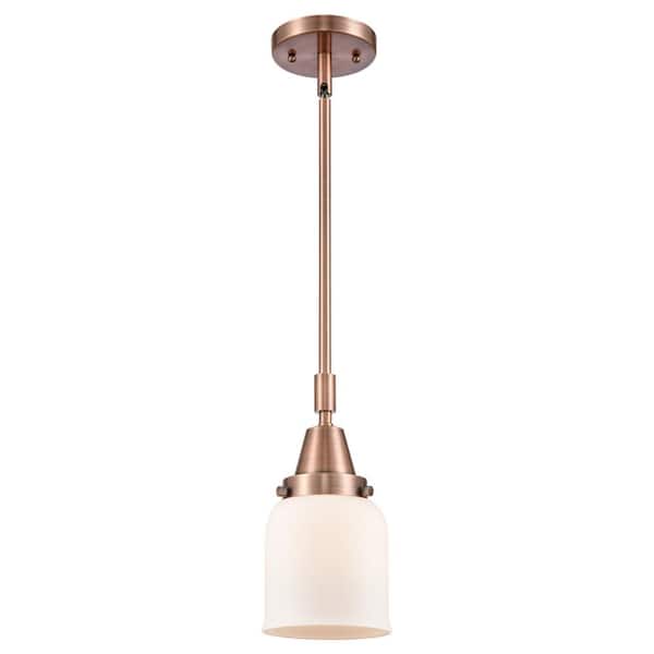 Bell 100-Watt 1-Light Antique Copper Standard Mini Pendant Light with Painted Glass Shade, No Bulbs Included